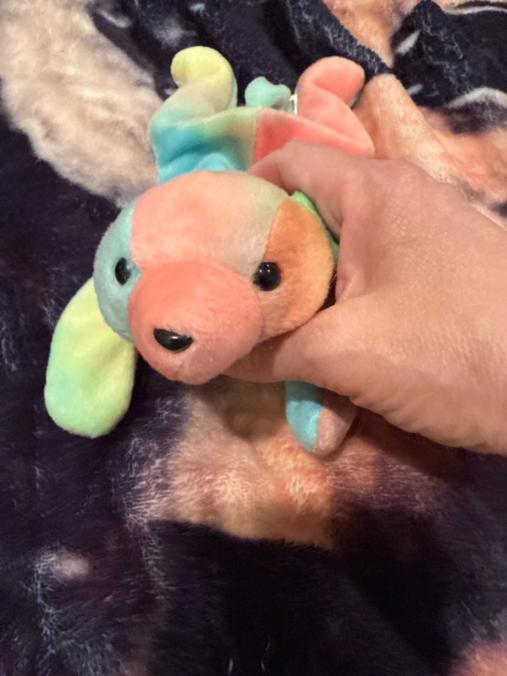 “Ty Beanie Baby Sammy Tie Dye Bear Plush with Tag Retired”  1998